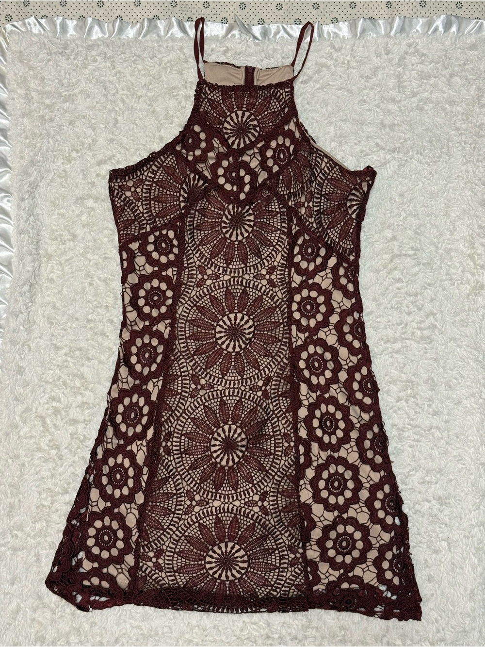 Francesca's Blush Pink Slip Dress with Lace Overlay